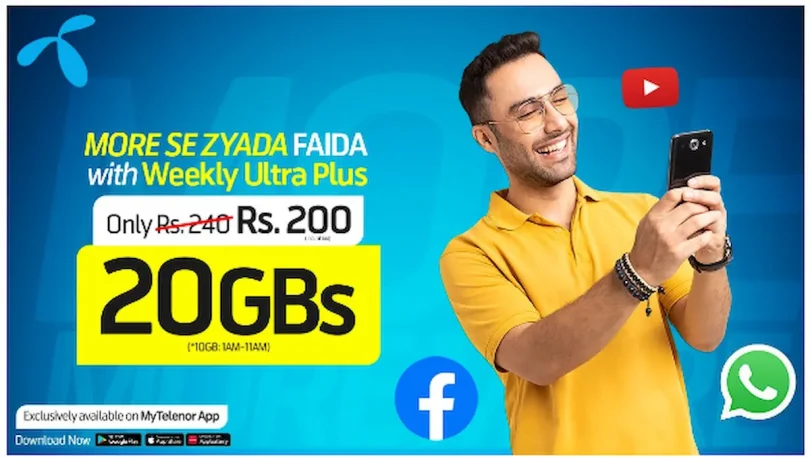 telenor weekly internet package in 100 rupees